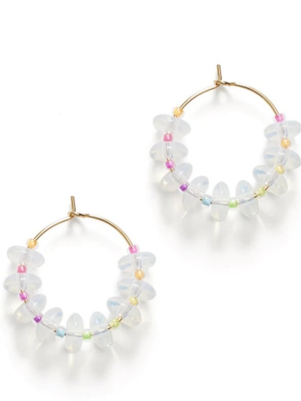 Anni Lu Ice Ice Beaded Hoop Earrings in 18K Gold Plated